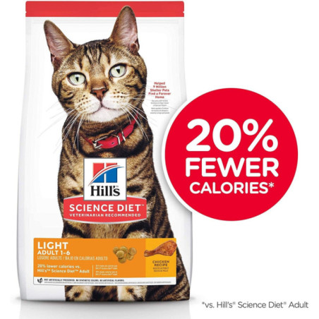 ALIMENTO HILLS ADULTOS 1-6 LIGHT 4LB GATOS